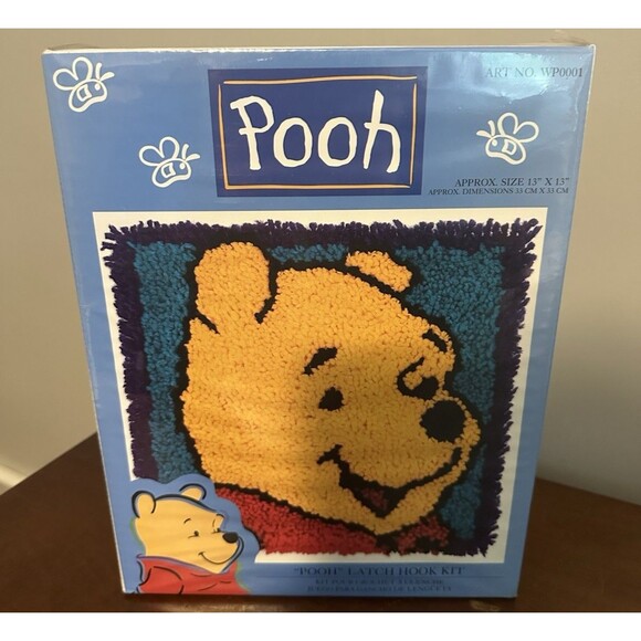 Winnie The Pooh Latch Hook Kit CARON WP0014 13”x13” Arts & Crafts Smiling Pooh - Picture 1 of 4